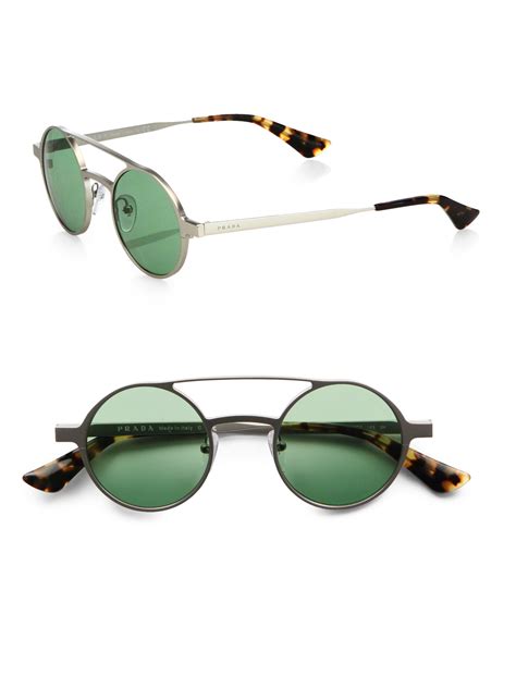 prada round silver sunglasses